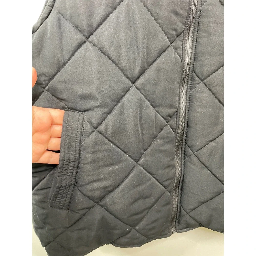 Men American‎ Outdoorsman XXL Black Quilted Vest Fleece Lined Pockets Trail Gorp
